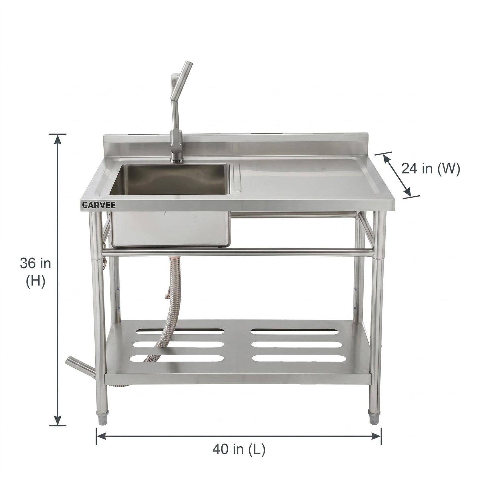 Free Standing Commercial Stainless Steel sink 40″ Kitchen Utility Sink