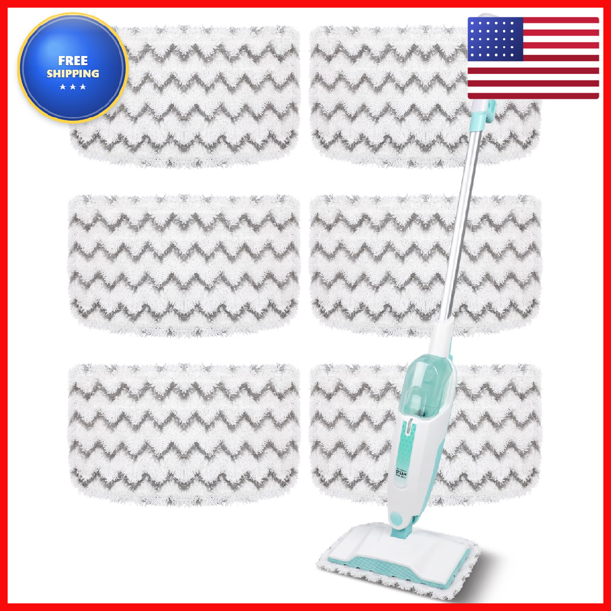 Tidy Monster 6 Pack Reusable Steam Mop Replacement Pads Compatible Shark S1000