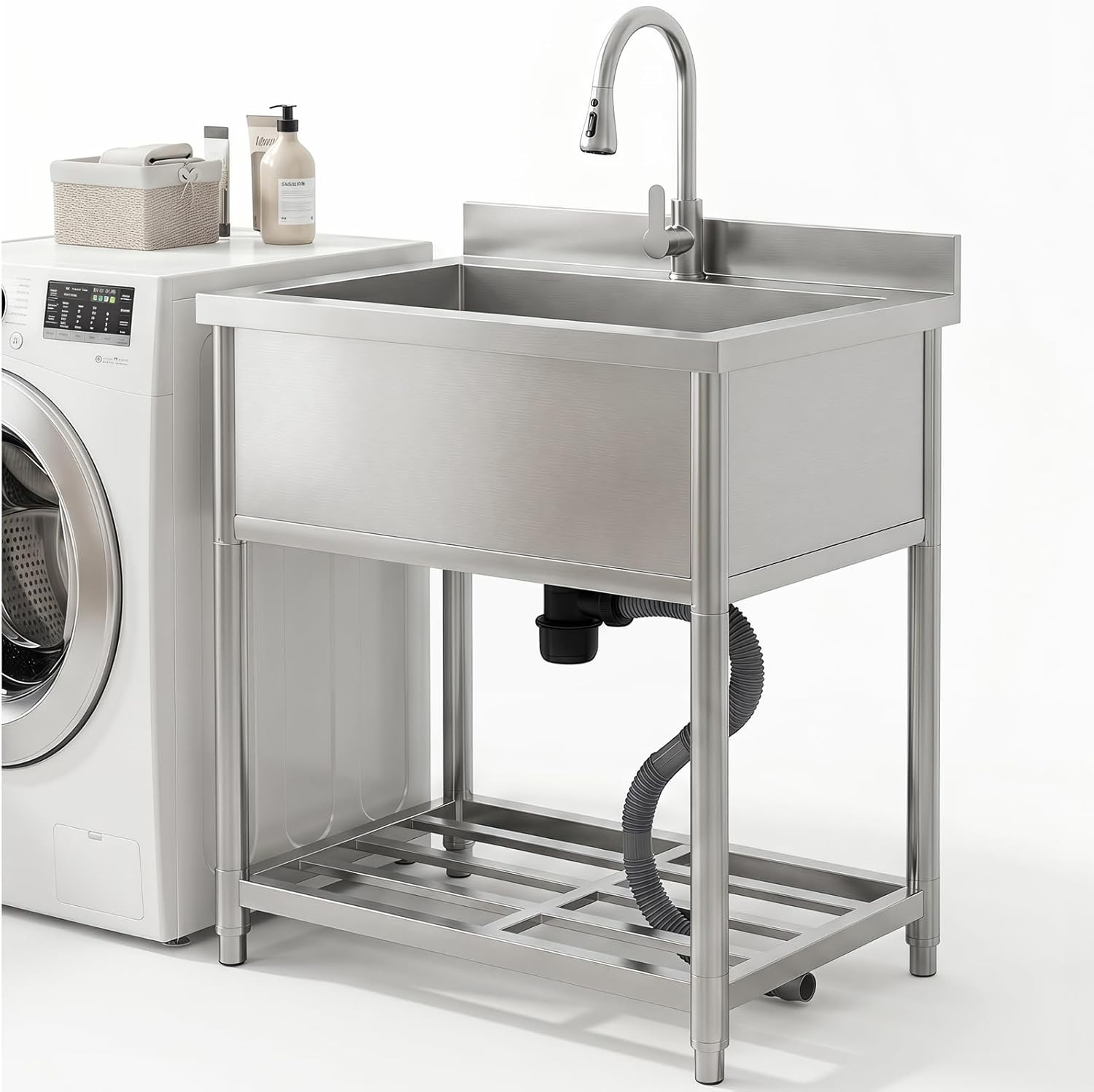 TRINITY Stainless Utility Sink Pull-Out Faucet