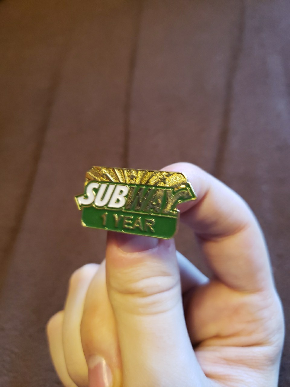 Subway Sandwich Restaurant Employee Service Award Pin 1 Year