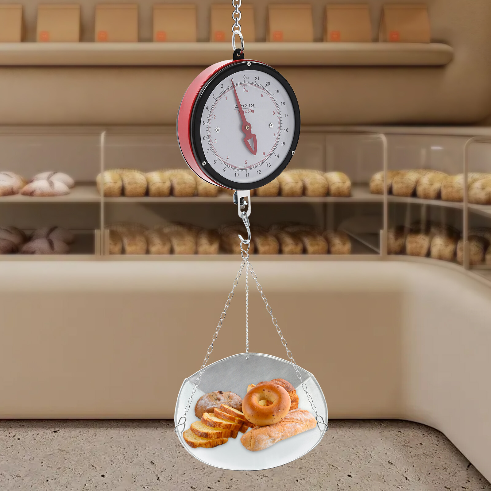 10kg/22lbs Double-sided Supermarkets Dial Hanging Scale Circular Hanging Scale