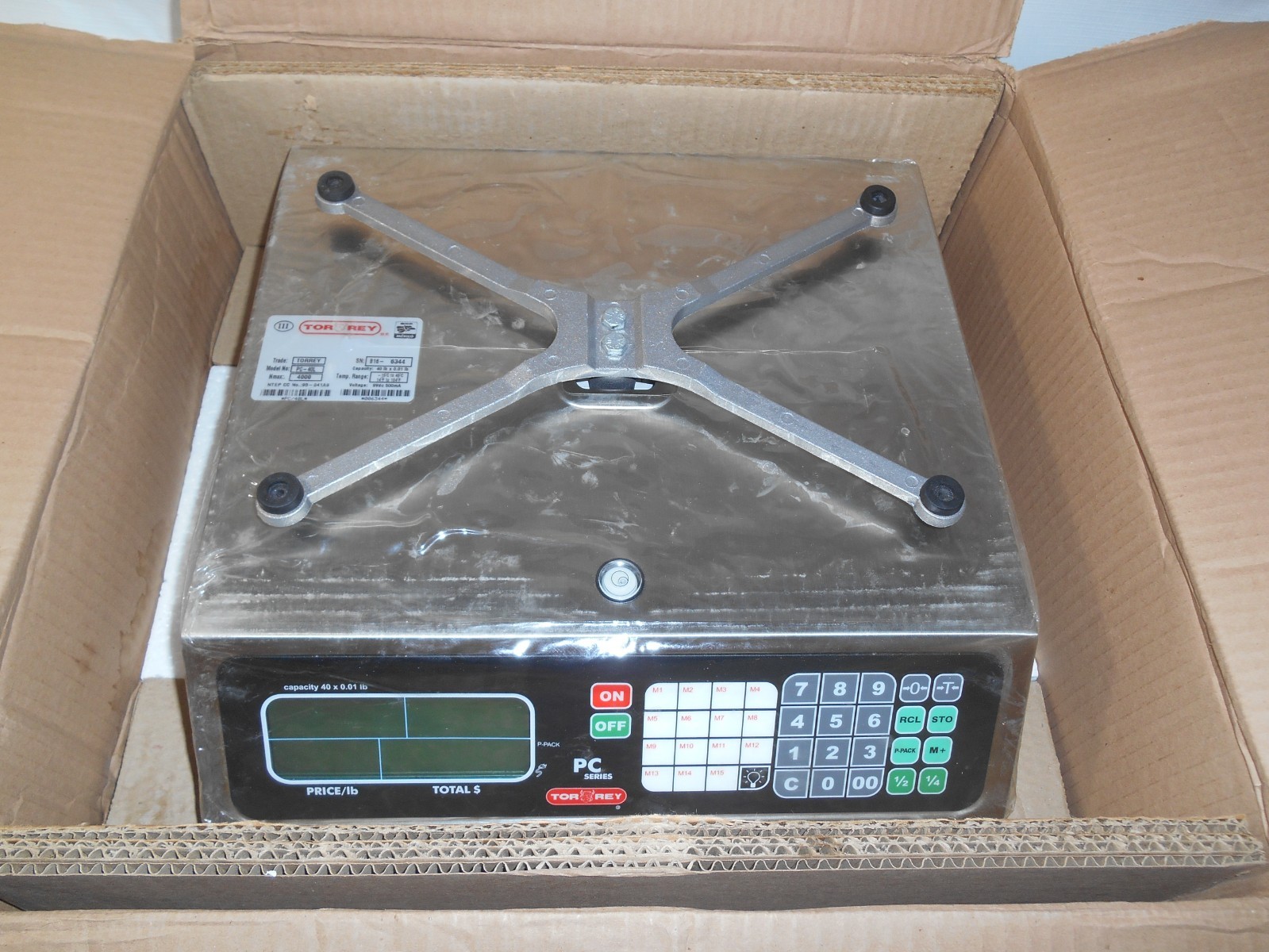 Tor-rey PC-40L, 40 x .01 lb Price Computing Scale ~ New open box