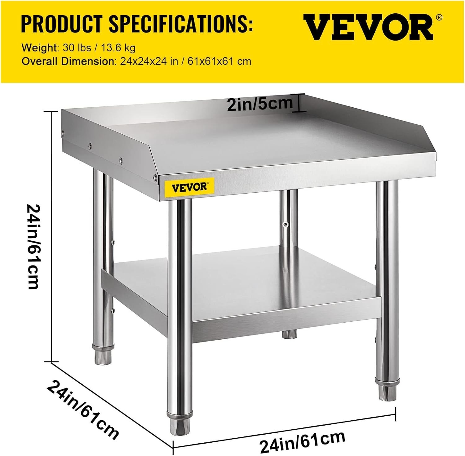 Stainless Steel Equipment Grill Stand, 24 x 24 x 26 Inches Stainless Table, G…