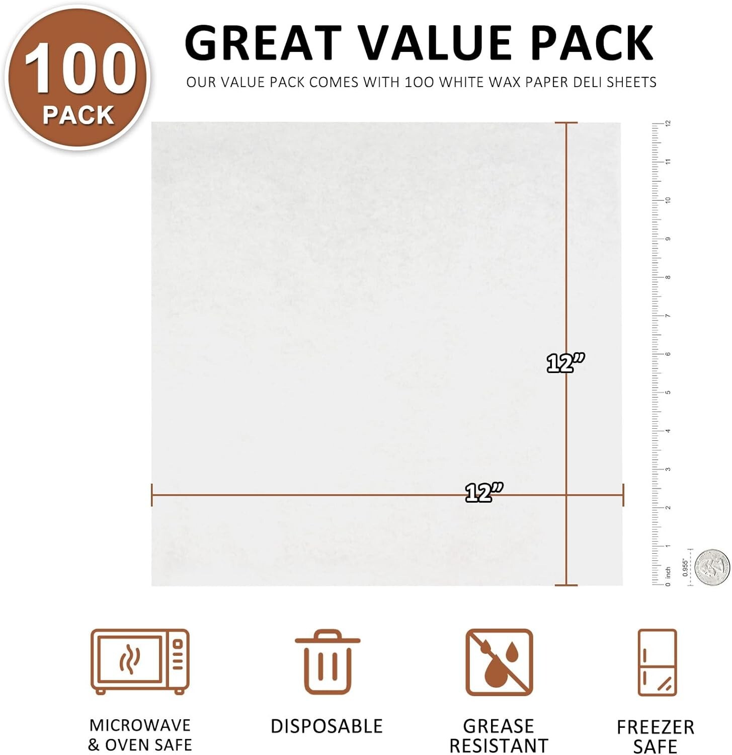 100 Pcs Deli Paper Sheets 12×12 Inches Wax Paper Sheets For Food Basket Liners