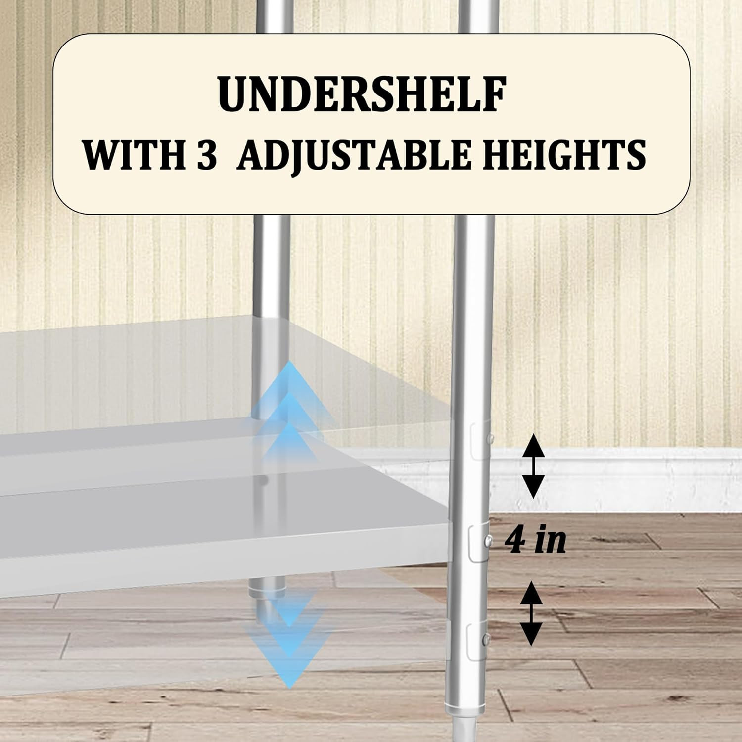Heavy Duty 24×48 Inch Stainless Steel Prep Table with Undershelf for Kitchen