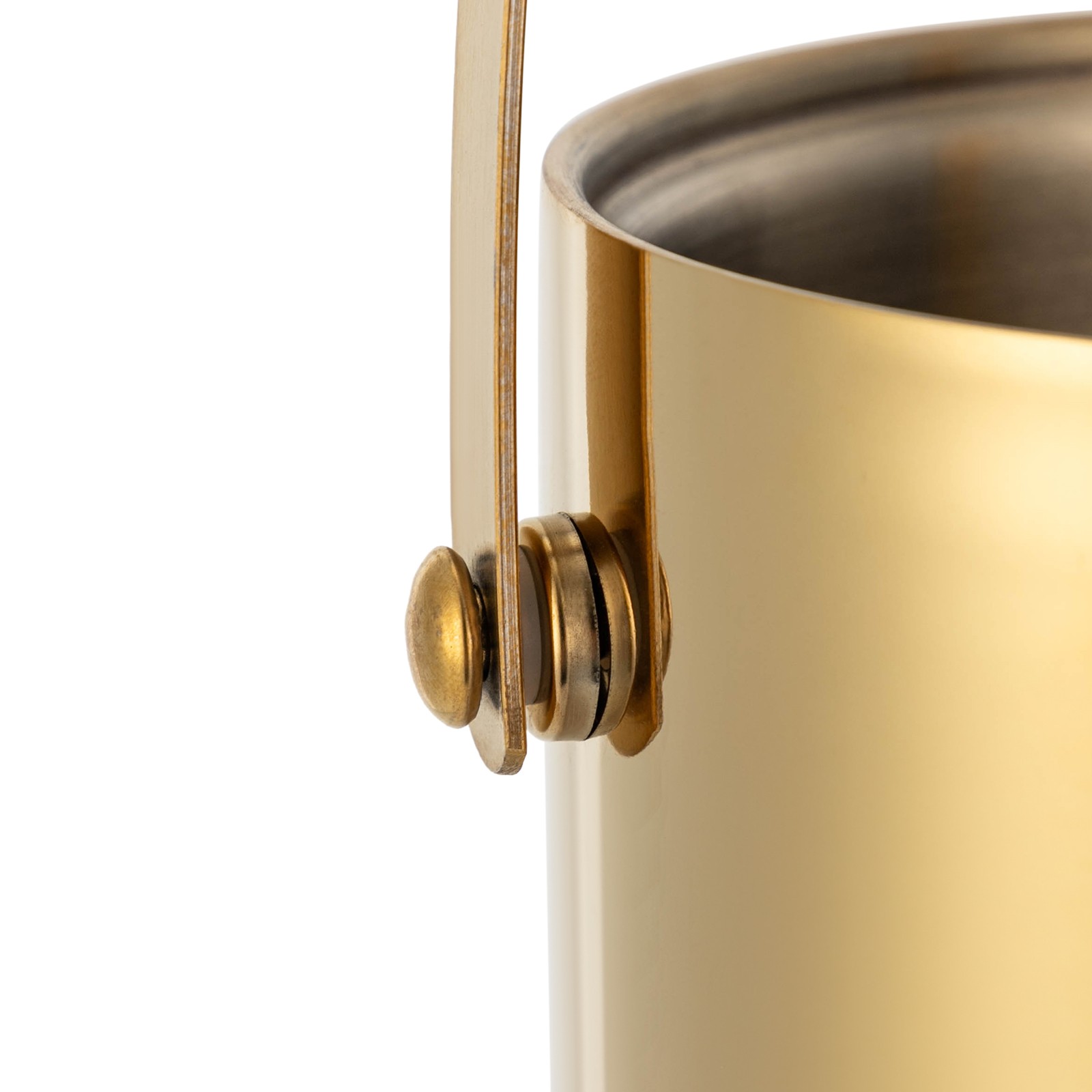 Modern Round Ice Bucket 1.4L Stainless Steel with Tong Strainer Lid Black/Gold