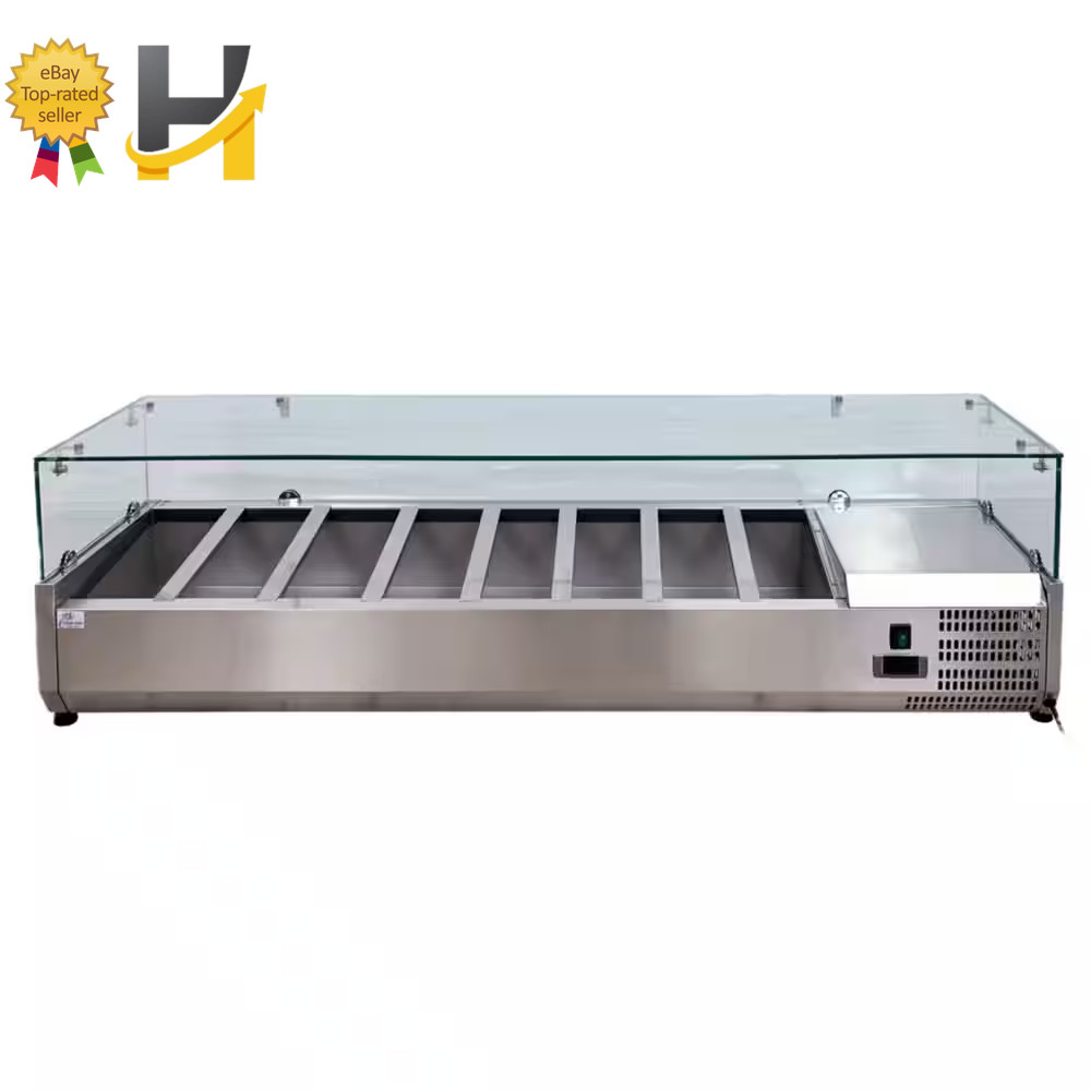 2.1 Cu. Ft. Commercial Countertop Refrigerator Condiment Prep Rail with Glass Sn