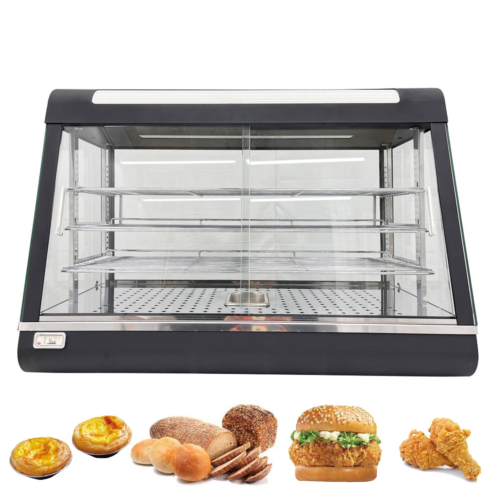 35in Food Display Heating Cabinet 3 Layer Egg Tart Heating Insulation Cabinet