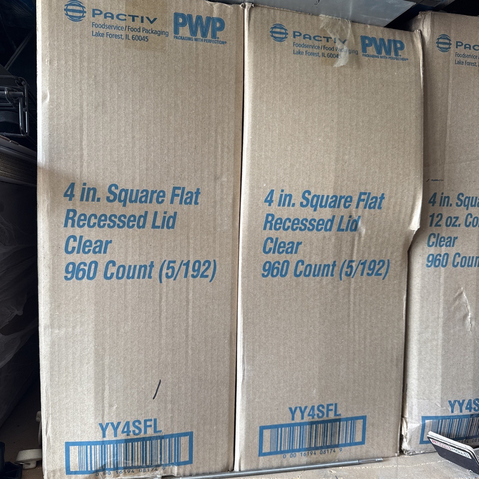 pactiv pwp yy4sfl 4in Square Flat Recessed Lid vlesr 960 count