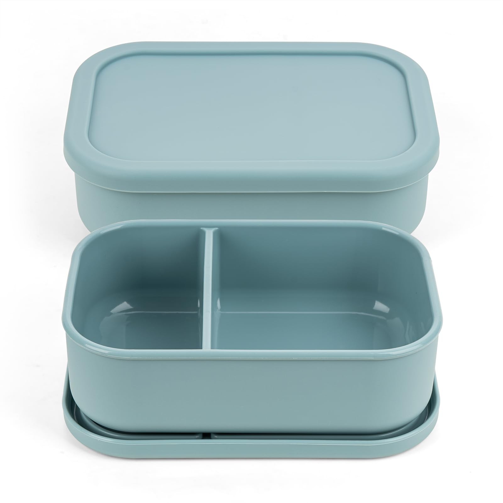 Silicone Bento Box for Adult, Stackable 32oz | 2 Compartment, green