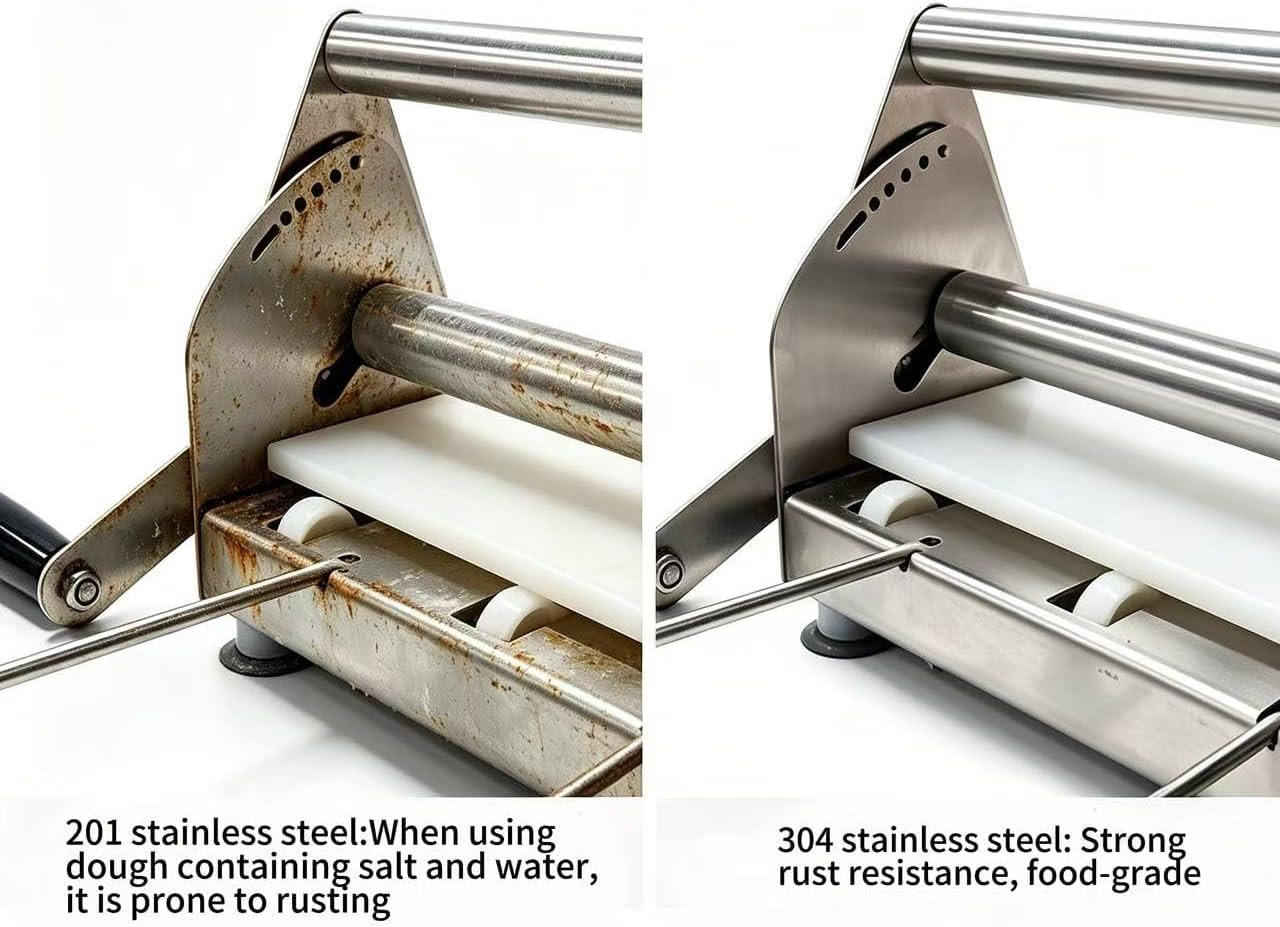 304 Stainless Steel Manual Dough Sheeter with Adjustable Thickness Roller