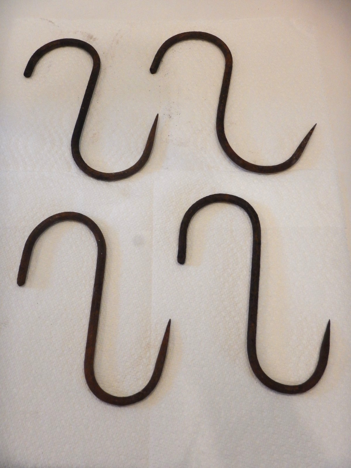 Vintage Iron Meat Hook Butcher Hanging Hook 7-8 Inch Lot of 4 Barn Find Rust
