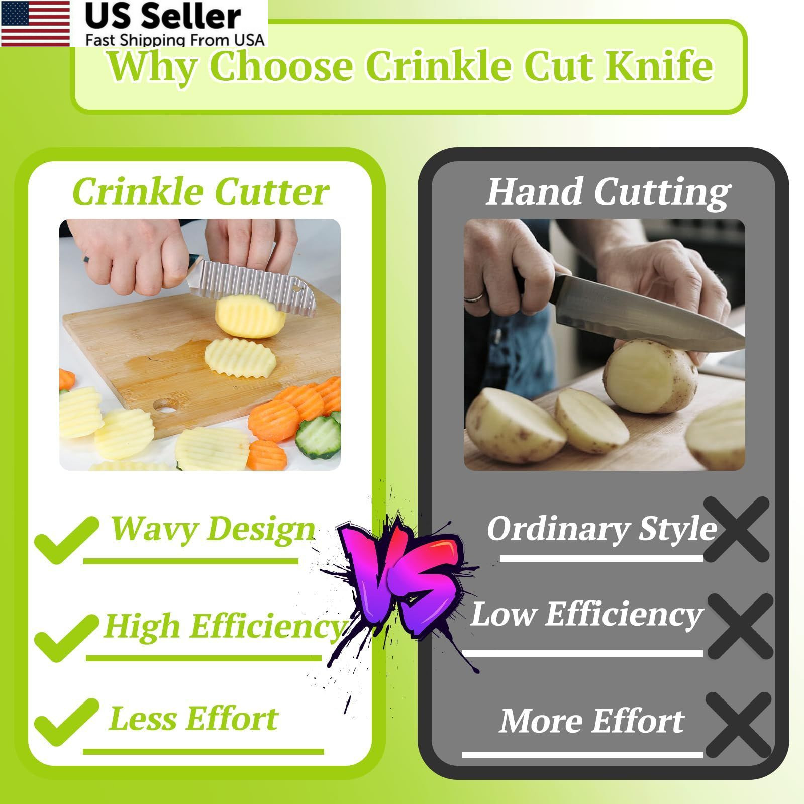 Suuker Crinkle Cut Knife, Cutter for Veggies, Potato 4.7″, Style1