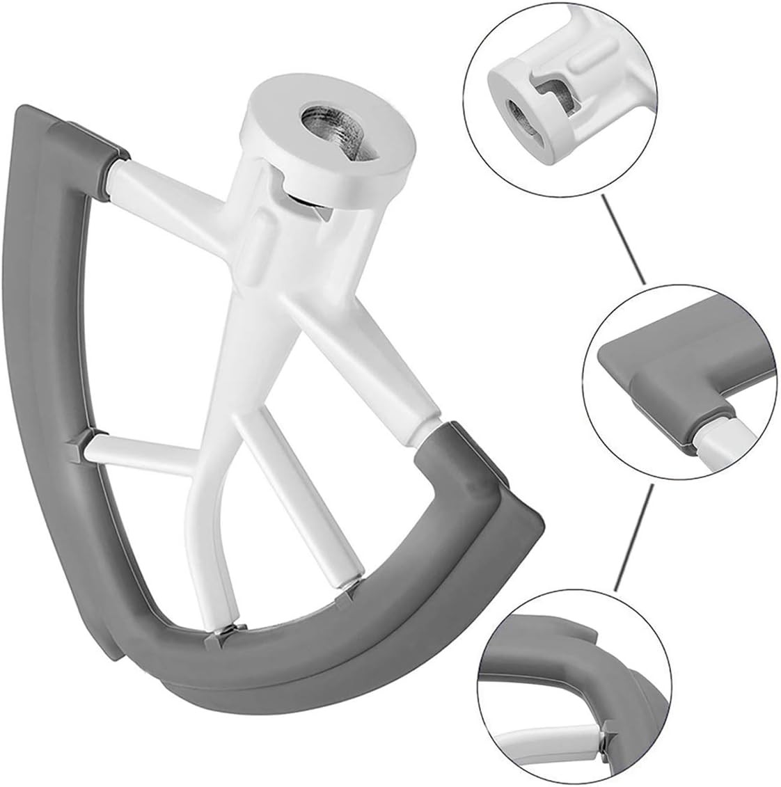 Flex Edge Beater for KitchenAid Mixer Silicone Edges Fits 4.5-5 Quart Grey