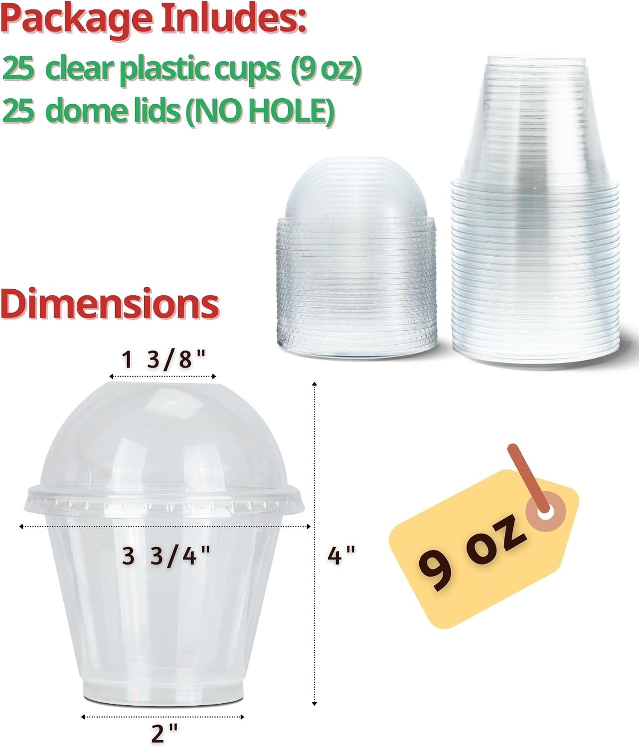 Multi-Purpose 25-Count Clear Plastic Cups with Tall Dome Lids – Party Ready