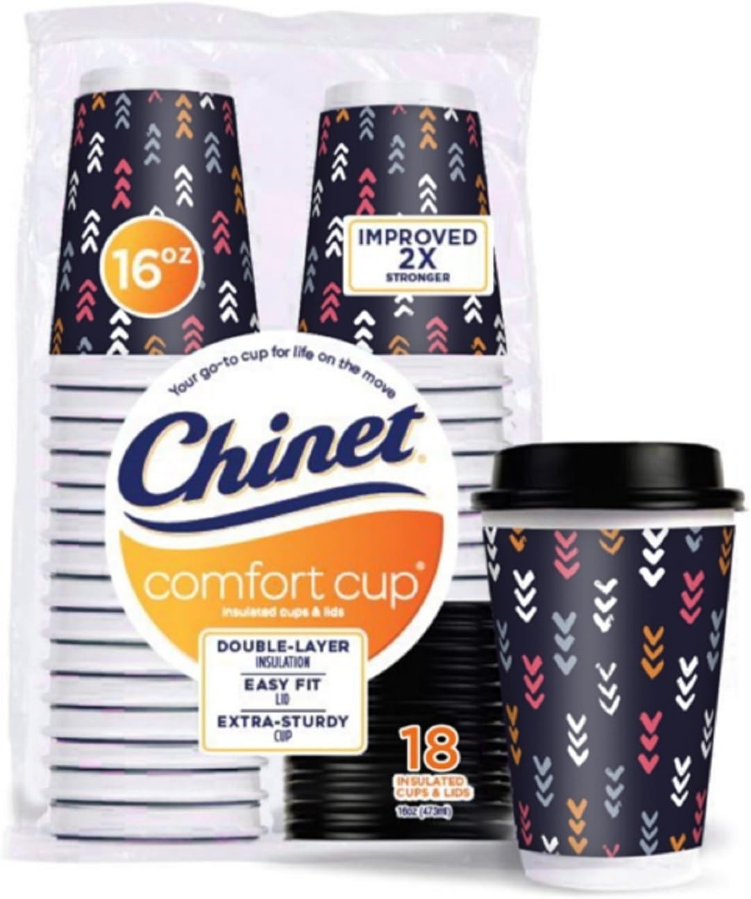 Comfort-Cup 108 Count: 16oz Double-wall Hot Beverages with Stylish Lids
