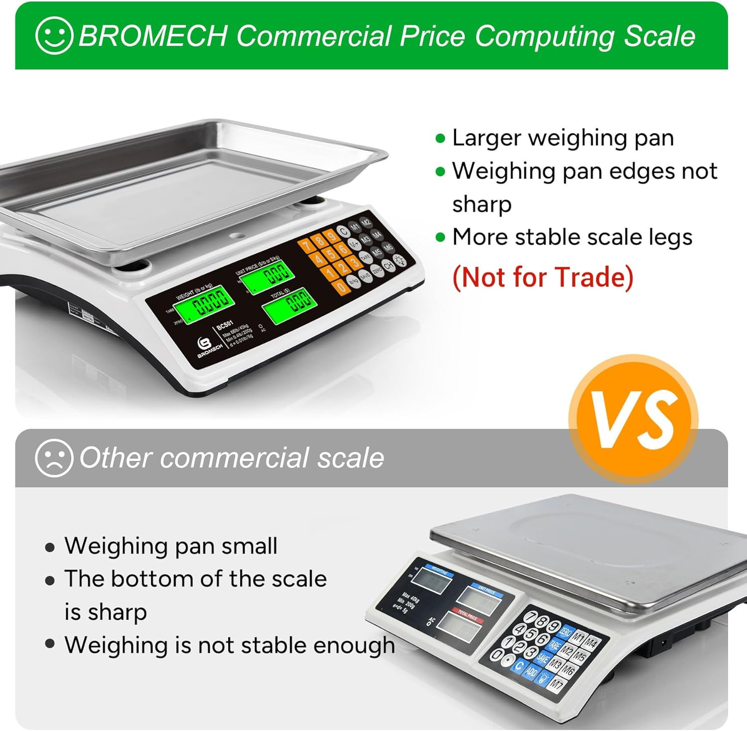 Price Computing Scale 88Lb/40Kg Commercial Food Scale for Produce Meat with Stai