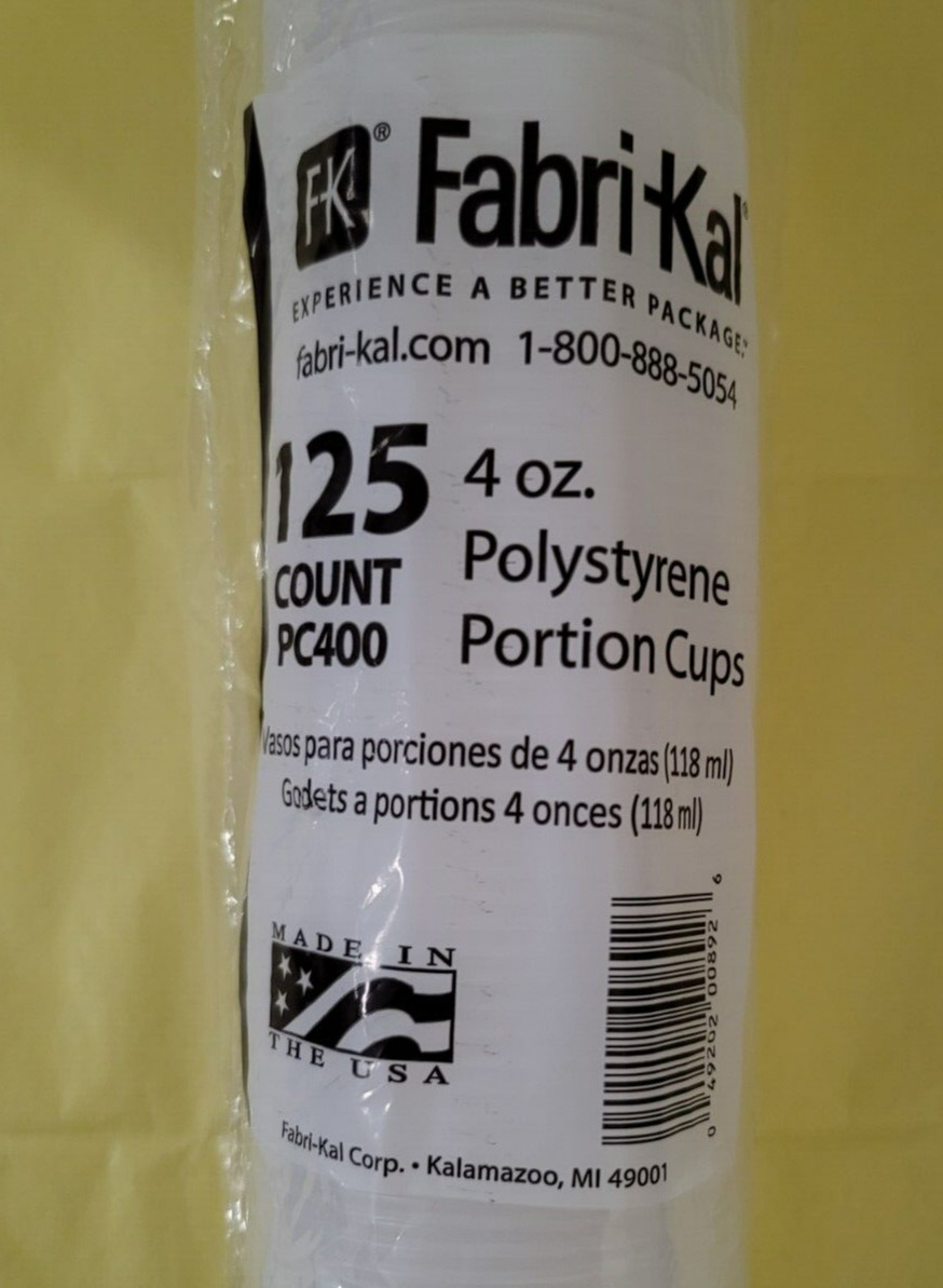500 PORTION CUPS 4 oz #PC400 – Translucent – 125/Sleeve, 4 Sleeves – Fabrikal