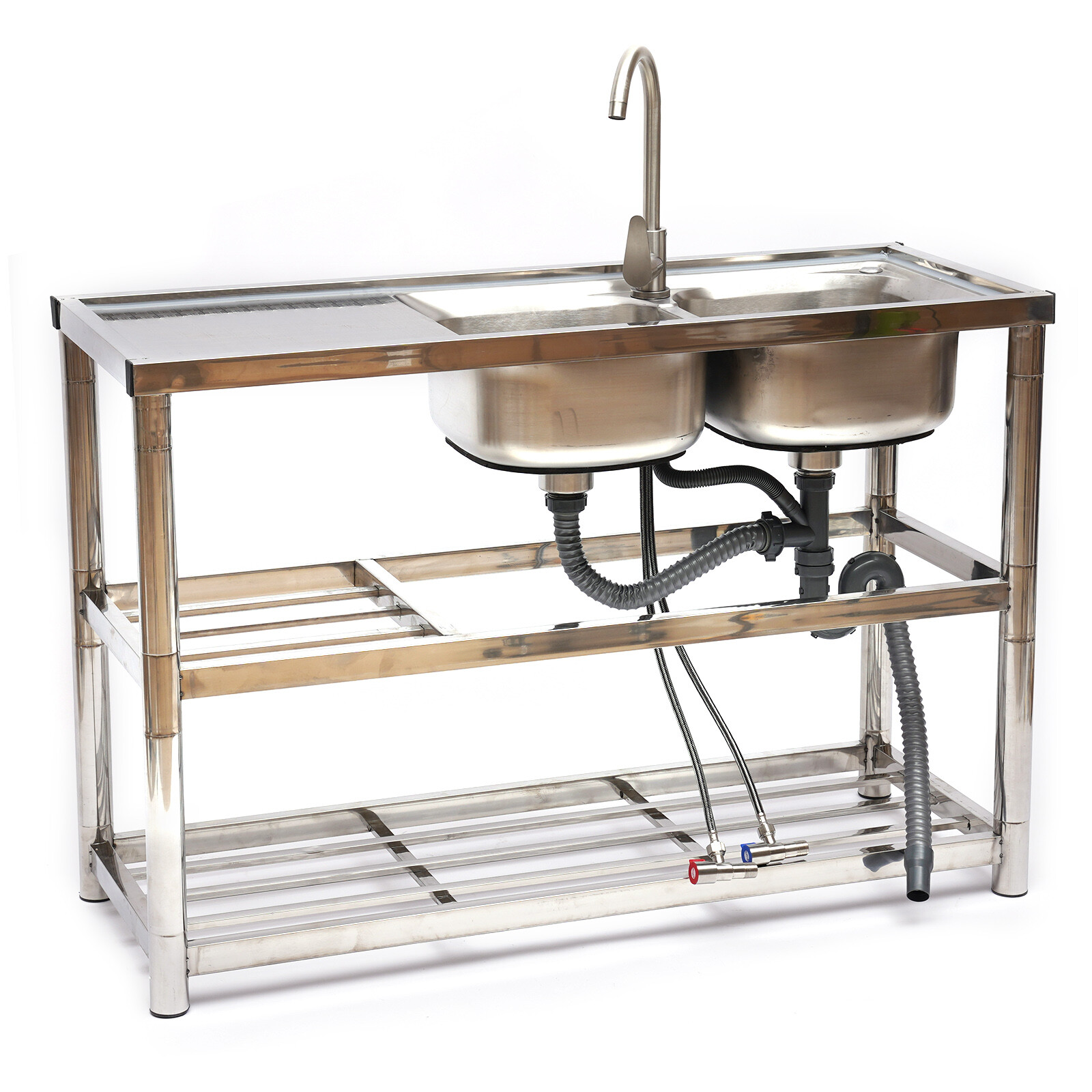 1/2 Compartment Commercial Sink Stainless Steel 304 Kitchen Utility Basin Sink