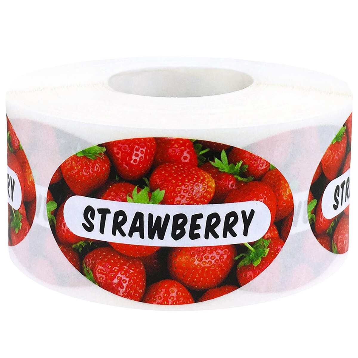 Strawberry Grocery Store Food Labels | 1.25 x 2″ Inch Oval Shape | 500 Per Roll