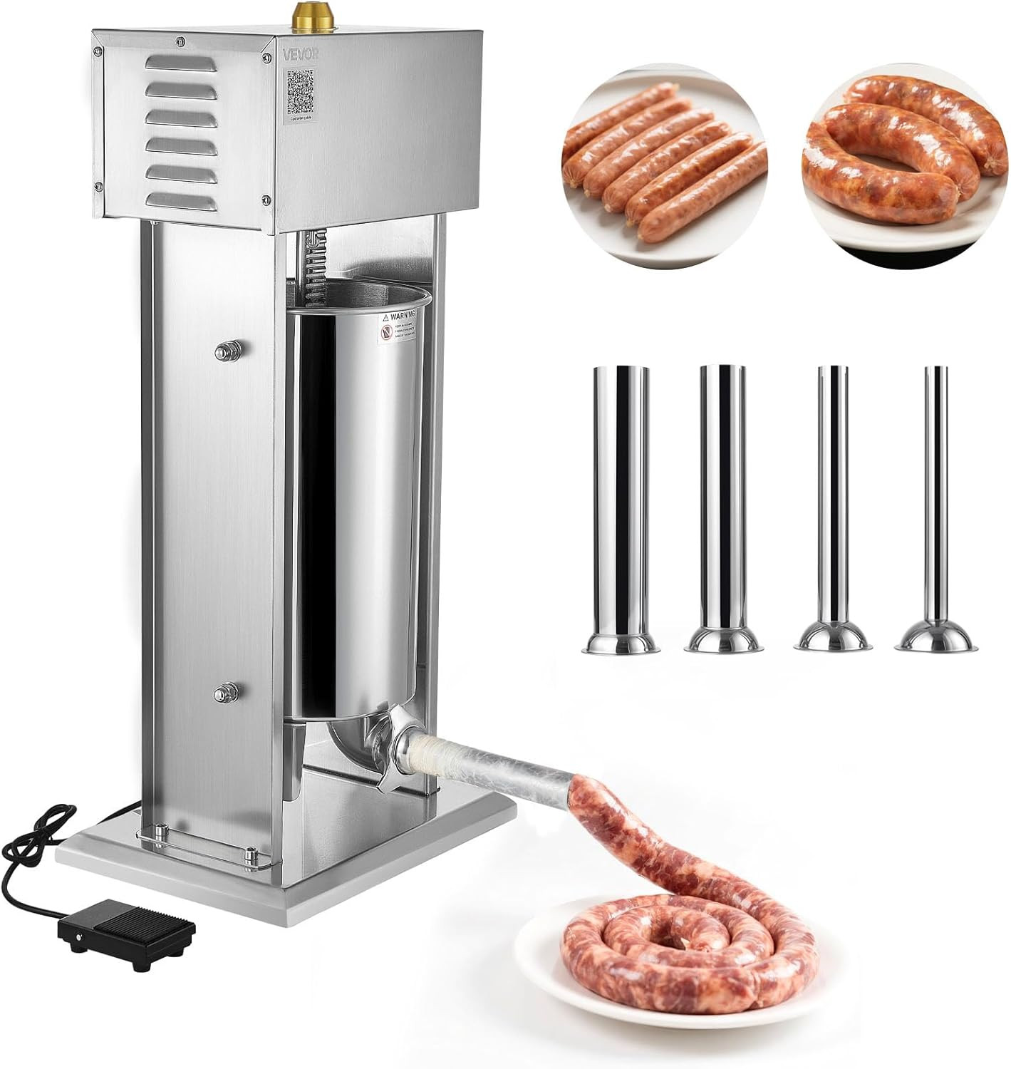 Electric Sausage Stuffer, 33 LBS / 15 L Vertical Meat Stuffer, Stepless Speed Co