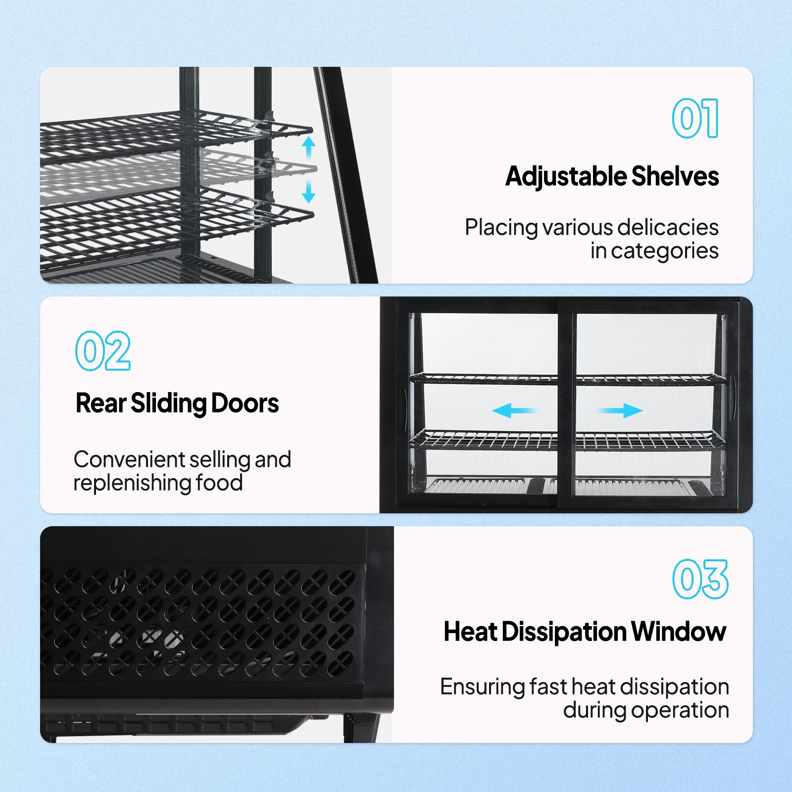 3.5 Cu.Ft Commercial Refrigerator Cooler Case Display Pastry Meat Beverage Foods