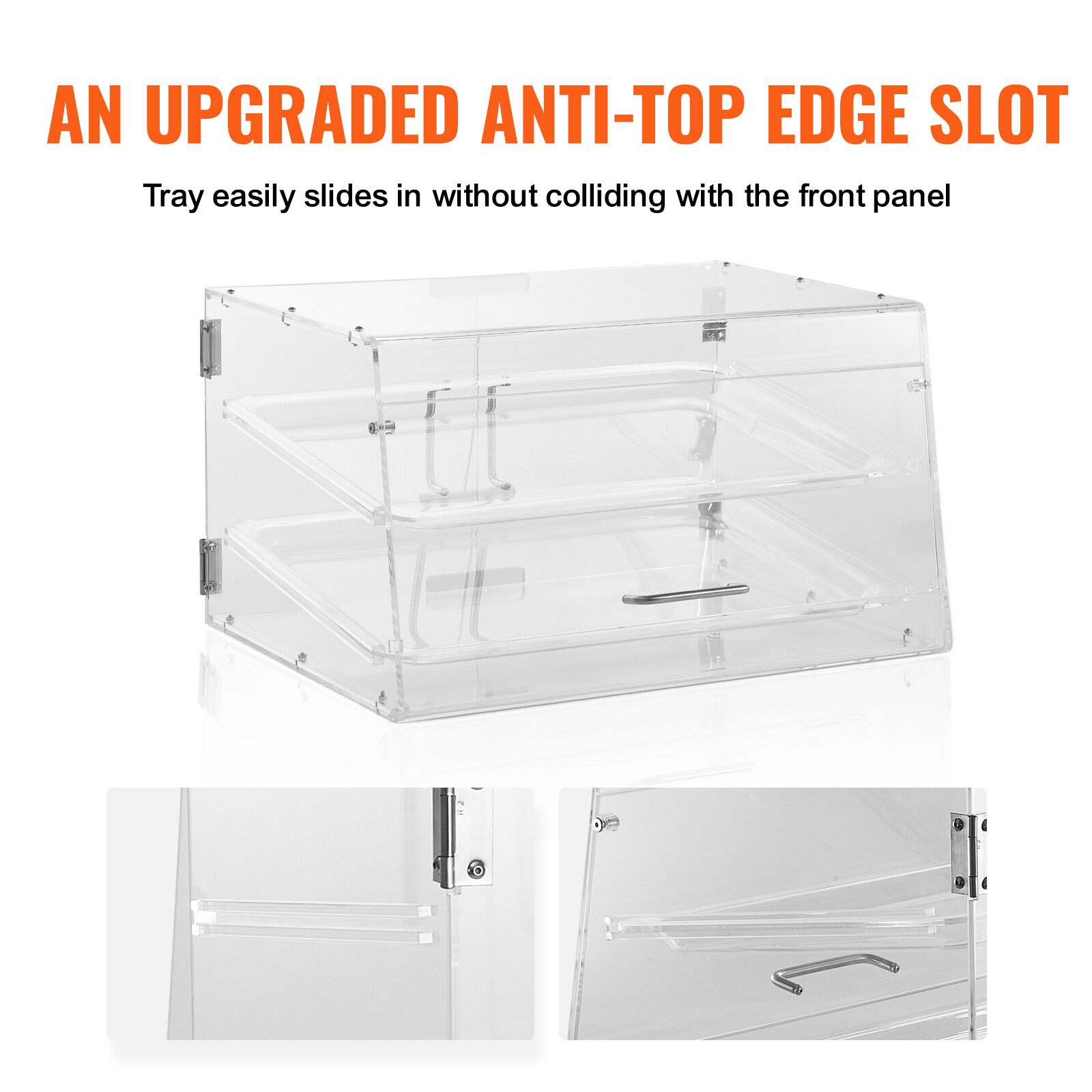 2-Tier Acrylic Bakery Display Case Countertop Donut Pastry Case Rear Door