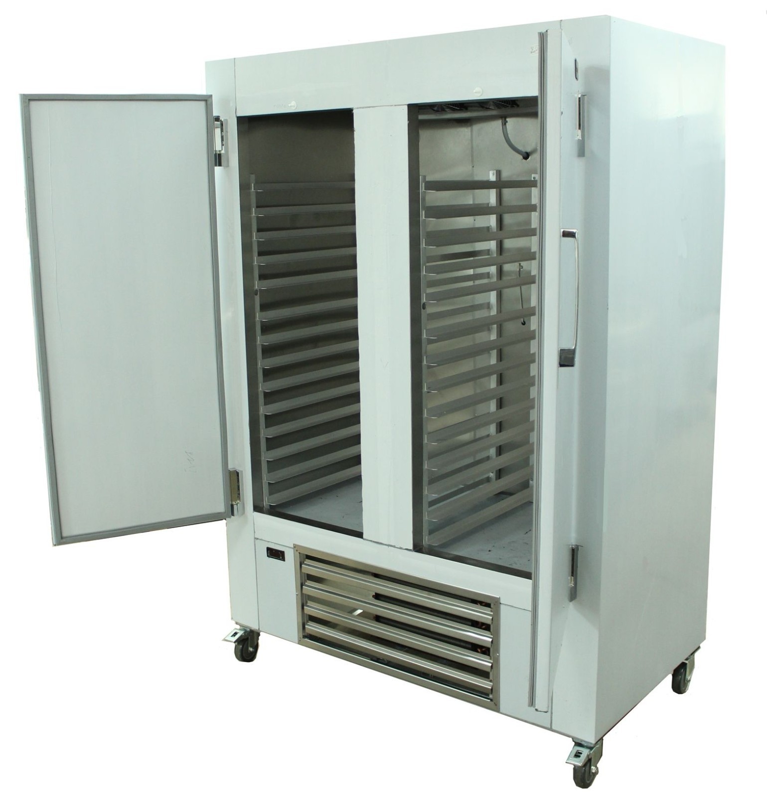 New Cooltech 48″W Stainless Steel 2-Door Reach-In Cooler with 3″H Baker’s Rack