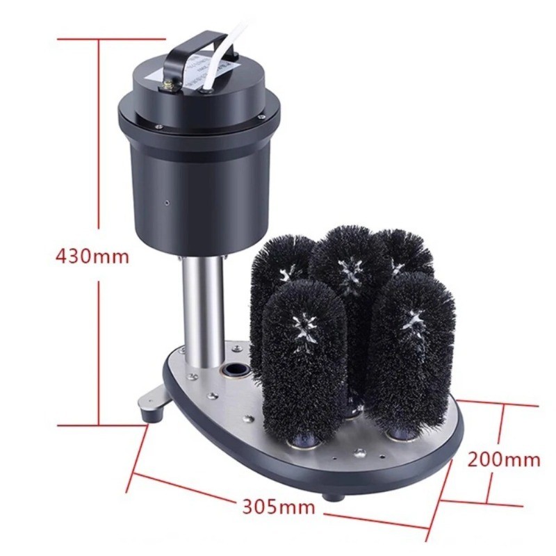 High-efficiency cleaning of small, semi-automatic wine glasses and beer mugs