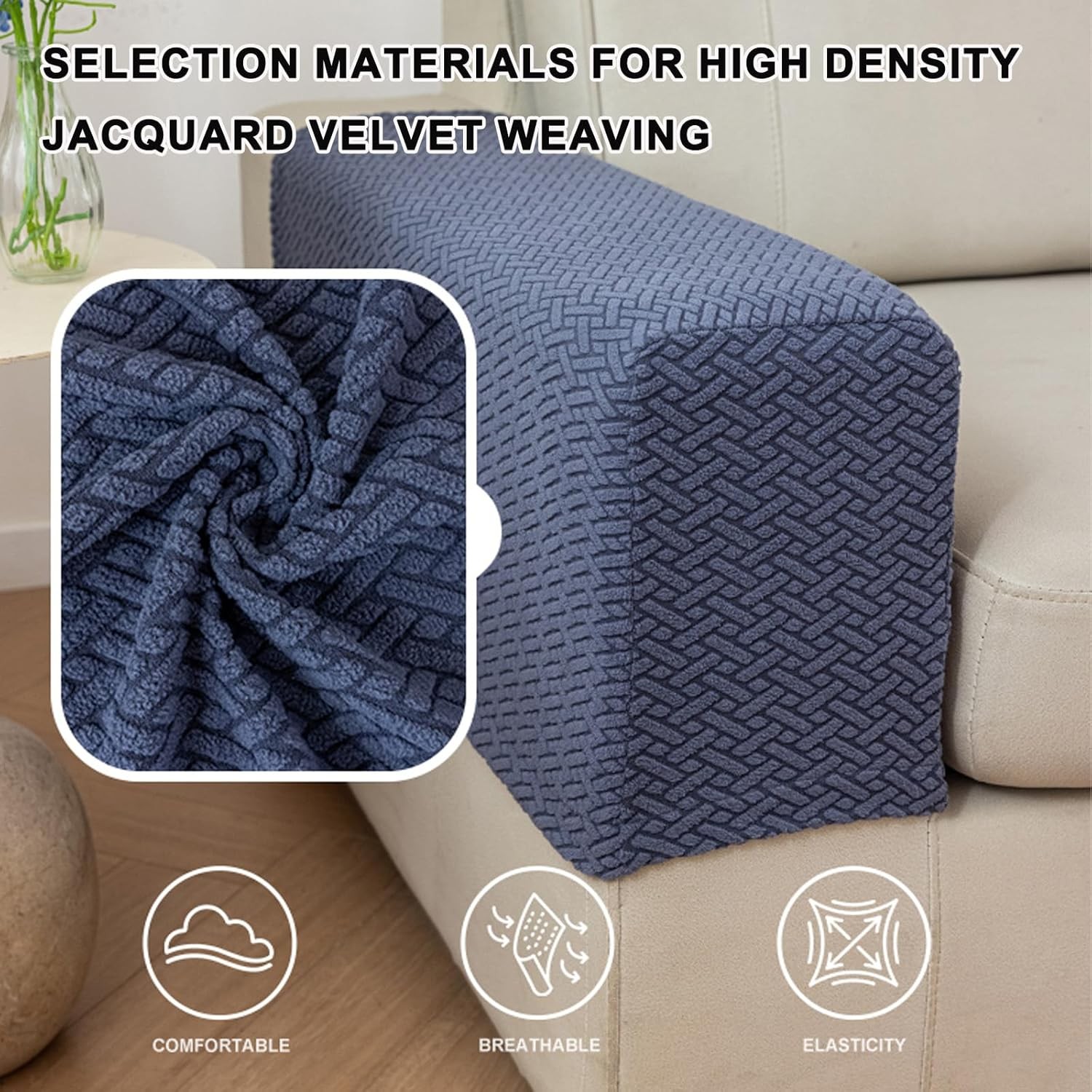 Couch Arm Covers,Sofa Arm Covers Set of 2 Polyester Stretch Anti-Slip Furniture