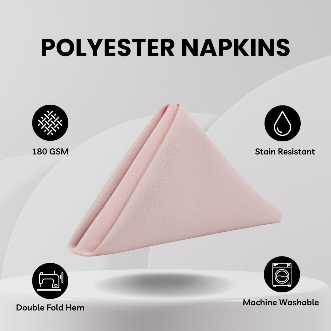 Your Chair Covers – 10 Pack 20 Inch Blush Cloth Polyester Napkins – Washable