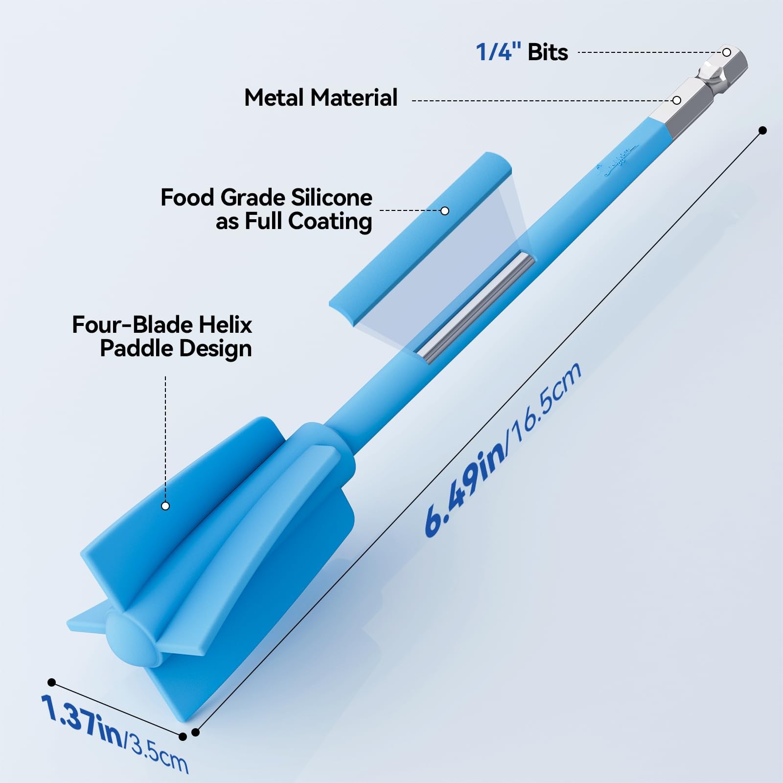 Suzzam Silicone Resin Mixer Paddles, 4-Piece Epoxy Silicone-4PCS, Blue