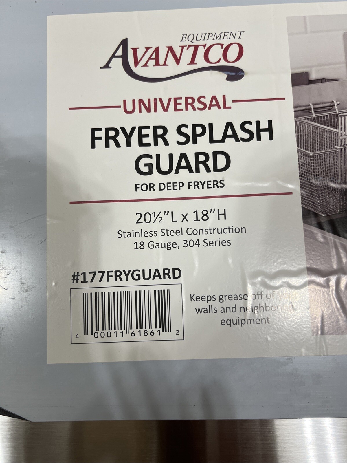 Avantco 177FRYGUARD 18 Gauge Stainless Splash Guard