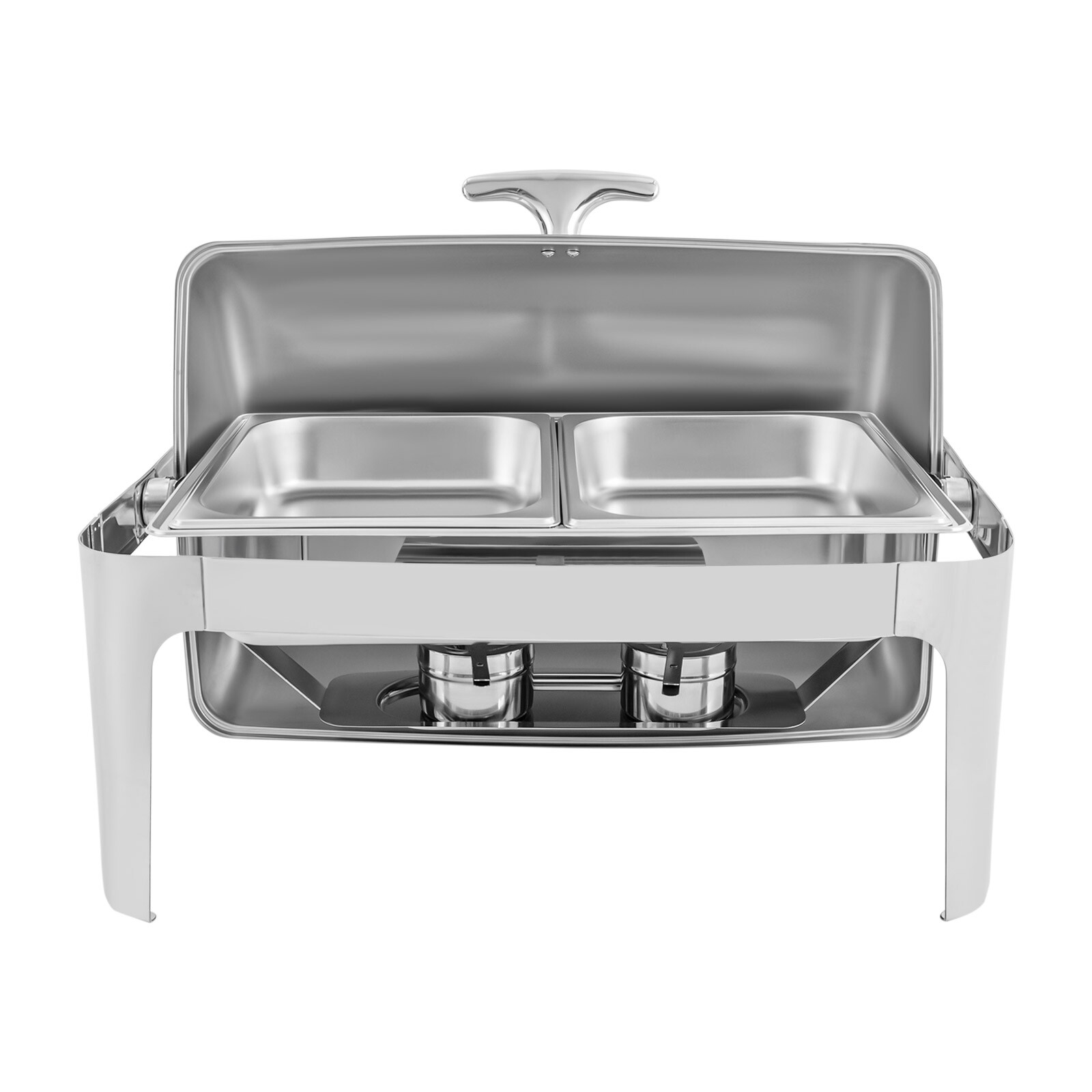 9.54QT Stainless Steel Chafer Buffet Chafing Dish Set Roll Top Food Warmer