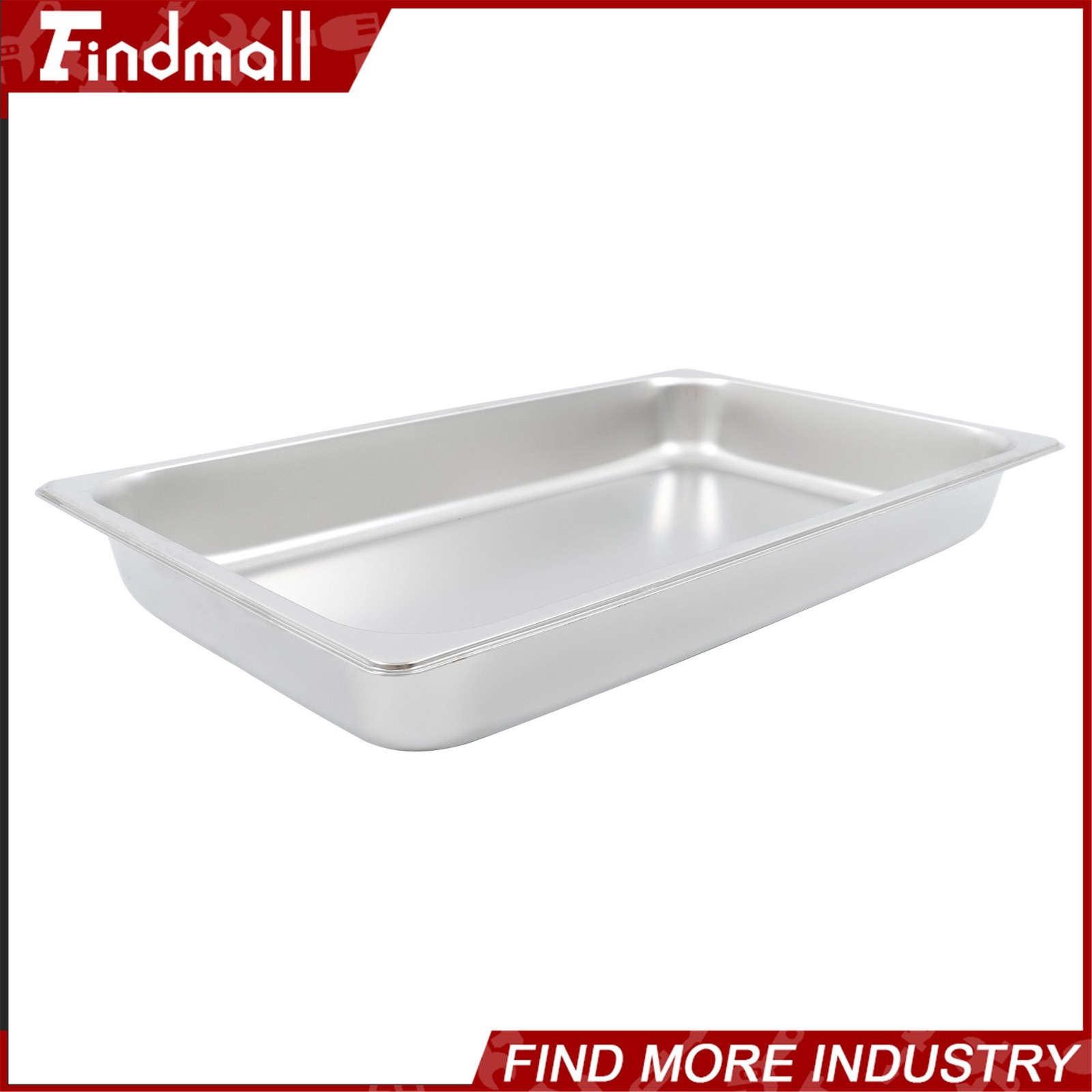 Findmall 2 Pack 2.5″ Deep 1/1 Size Steam Table Pan Hotel Pans Stainless Steel