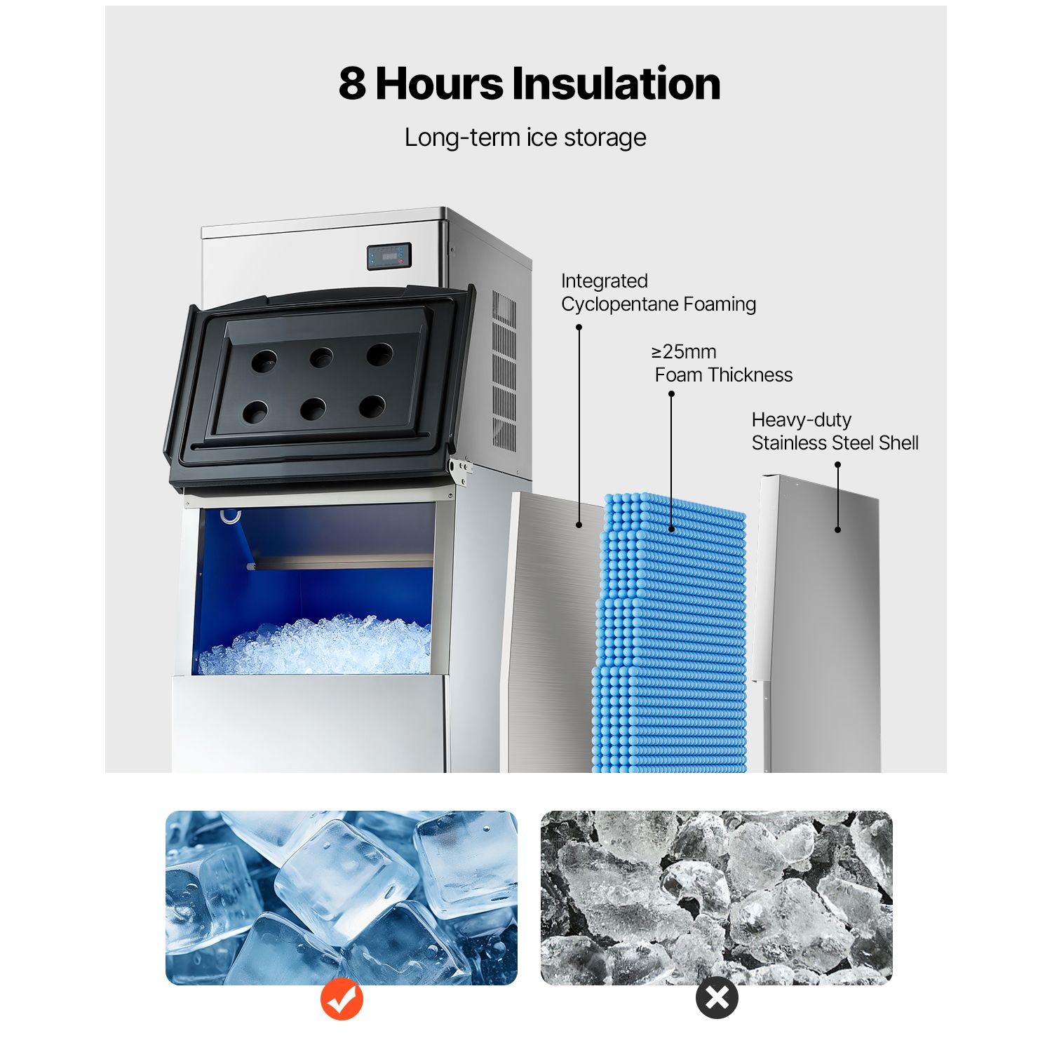 Commercial Ice Maker Machine, 450LBS/24H Ice-Making Machine