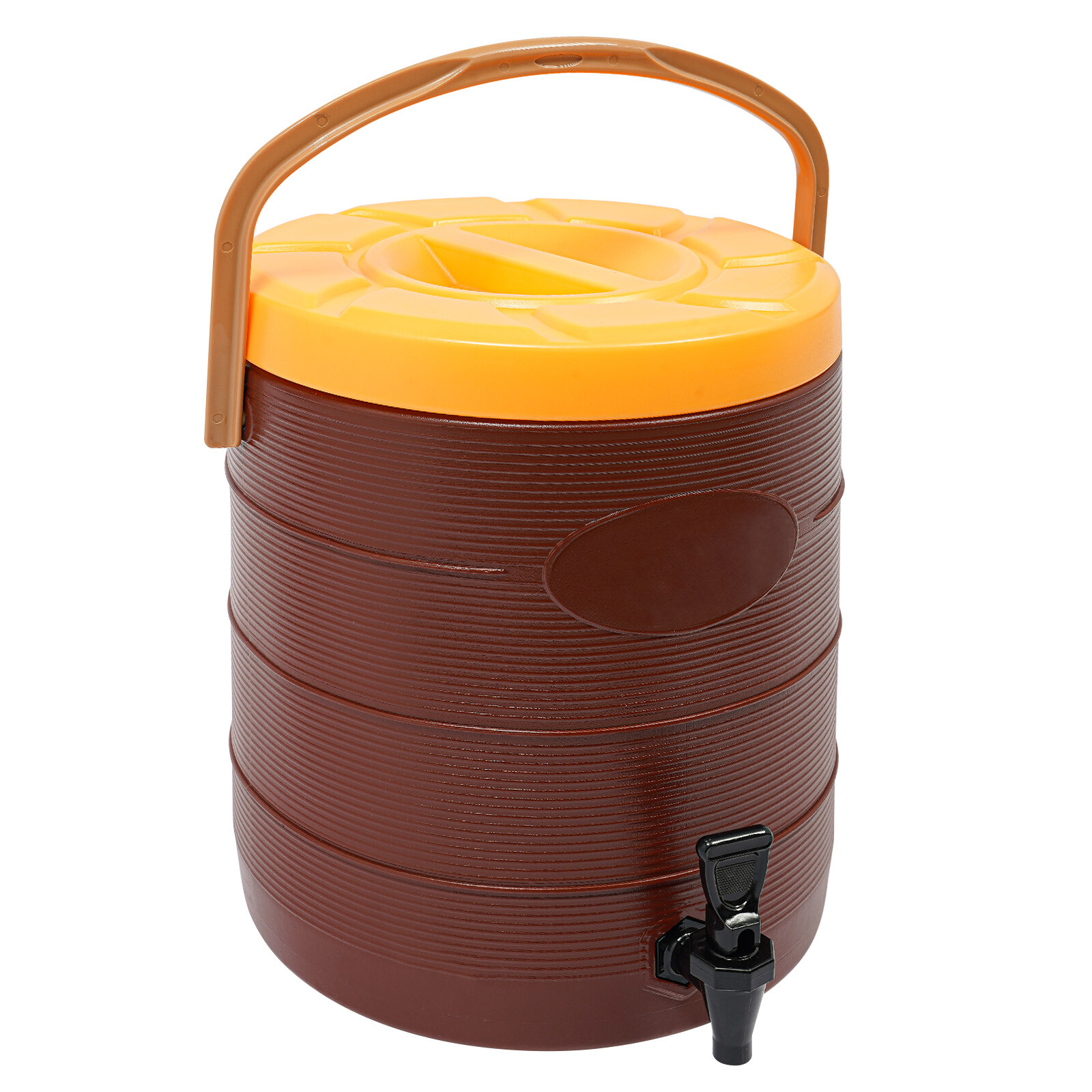 6.6gal Brown Insulated Beverage Dispenser Hot Cold Drink Dispenser with Faucet