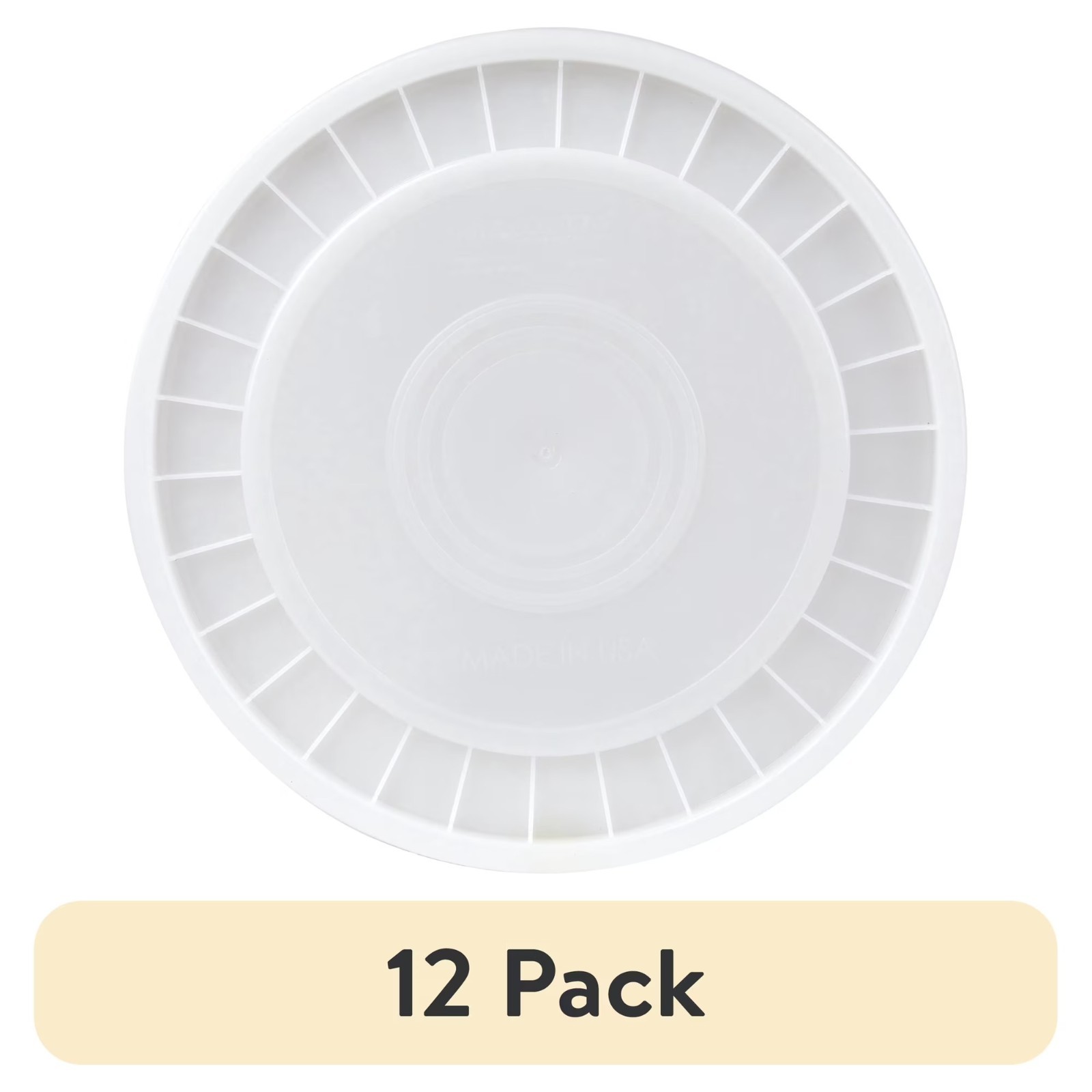 12 Pack United Solutions 5 Gallon Round Plastic Utility Bucket Lid, White 1 Each