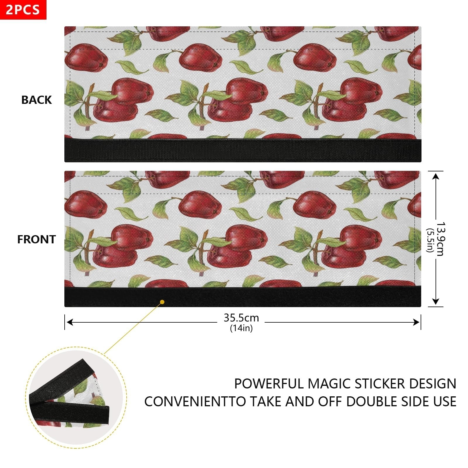Red Apples Pattern Refrigerator Door Handle Covers Farmhouse Fresh Fruits Kit…