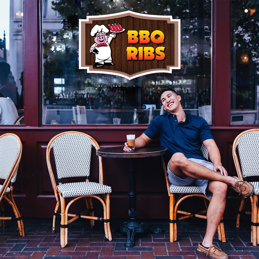 Food Truck Decals Bbq Ribs Restaurant & Food Concession Concession Sign Brown