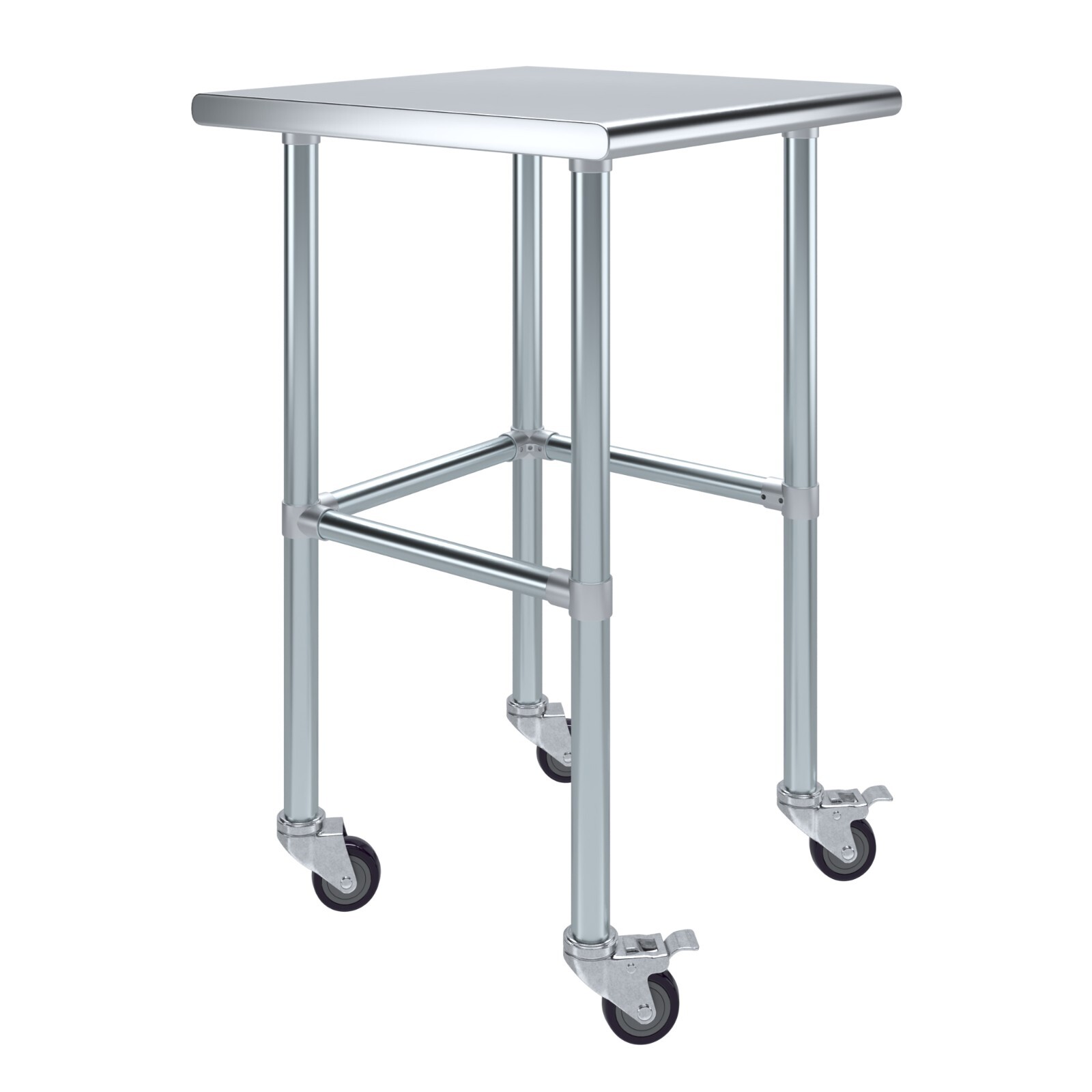 24 in. x 24 in. Stainless Steel Work Table Open Base & Wheels | Mobile Table