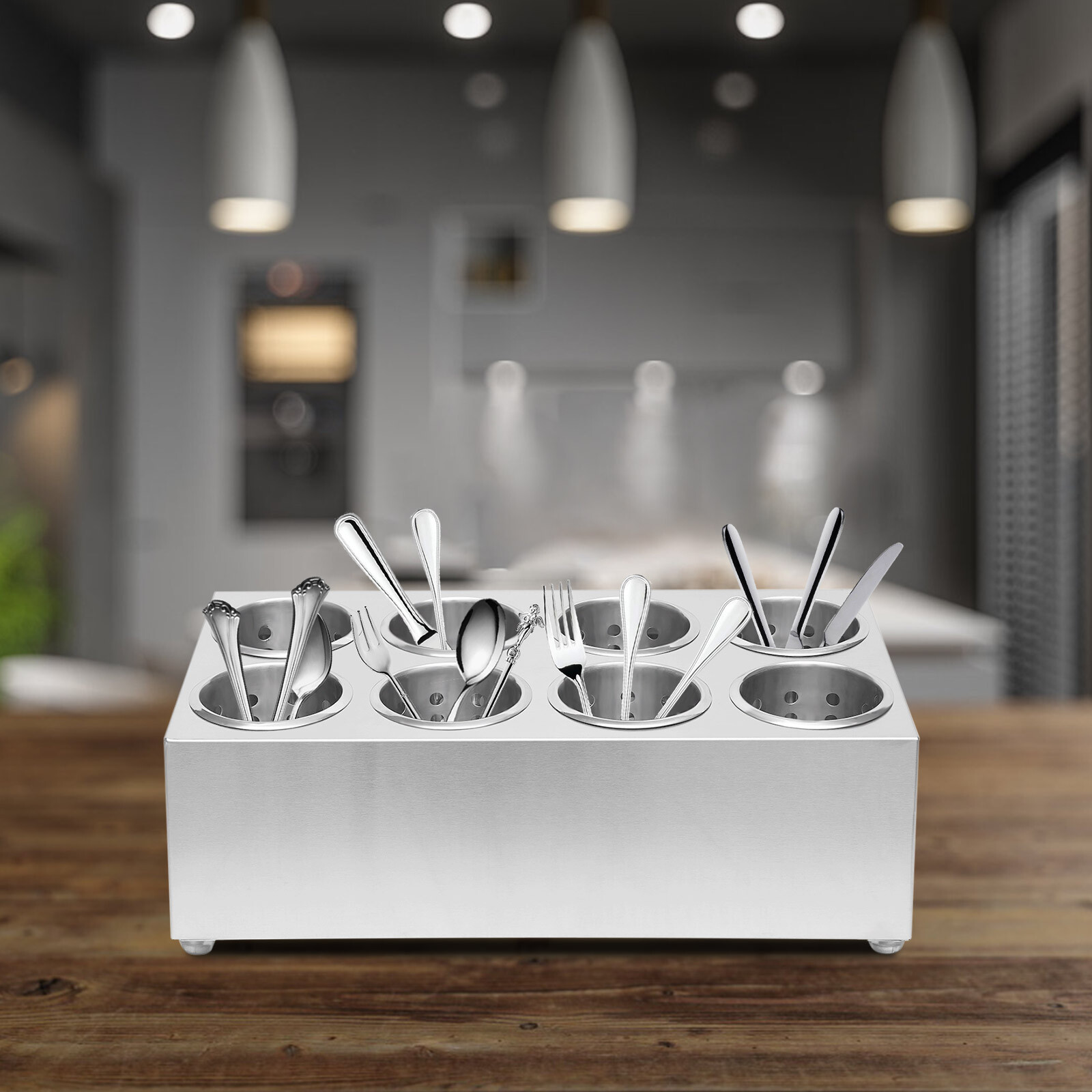 8 Hole Stainless Steel Flatware Holder Commercial Silverware Storage Organizer