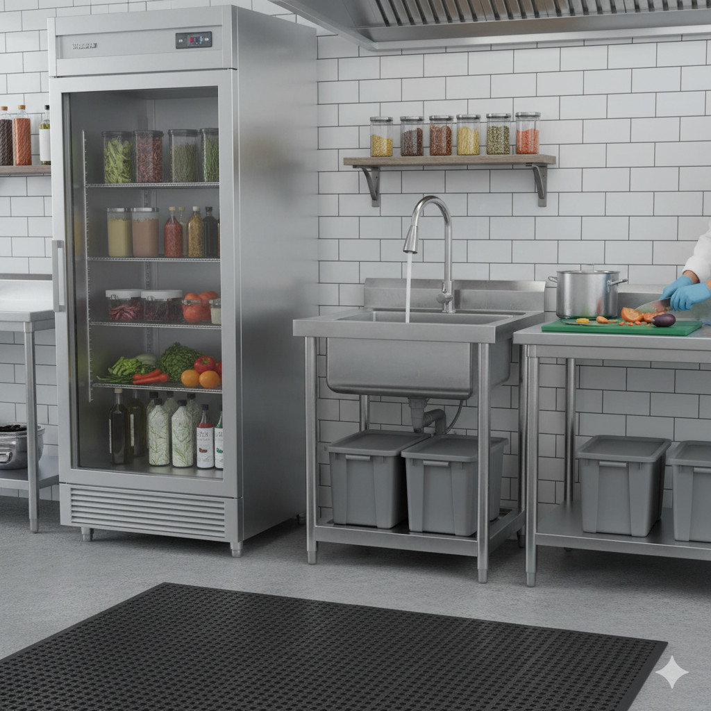 Freestanding Stainless Steel Utility Sink with Cabinet Pull-Out Faucet