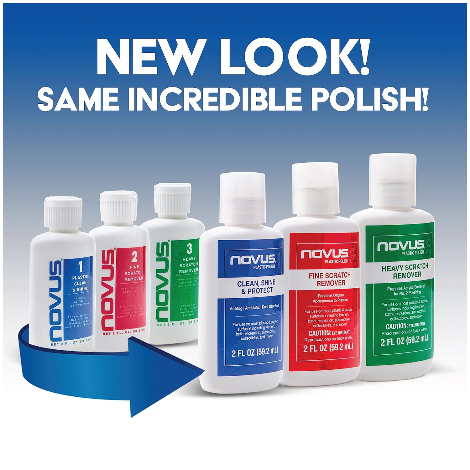 -PK1-8 | Plastic Clean & Shine #1, Fine Scratch Remover #2, Heavy Scratch Remove