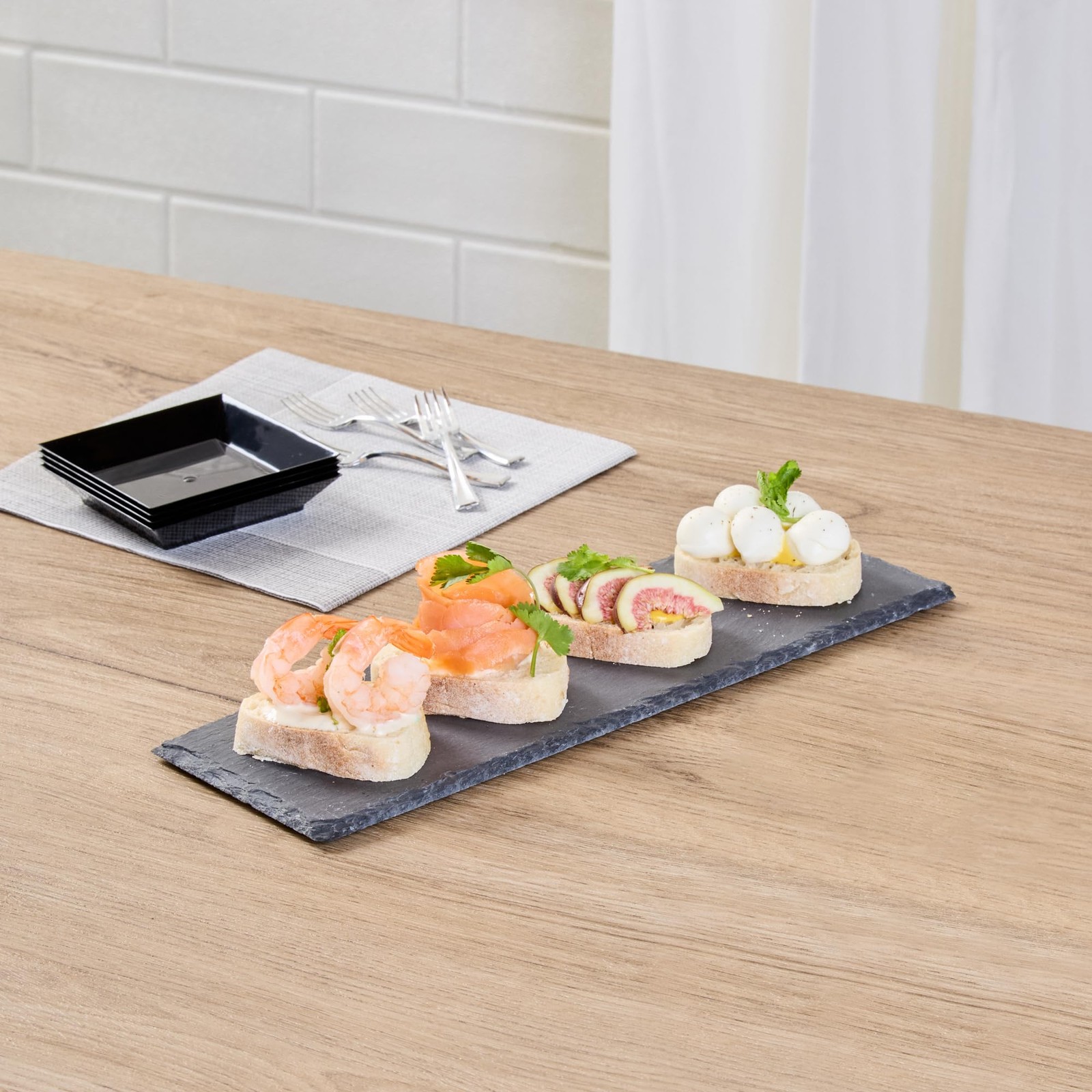 Restaurantware Rectangle Slate Platter 1 Count 11.8 X 3.9 Inch
