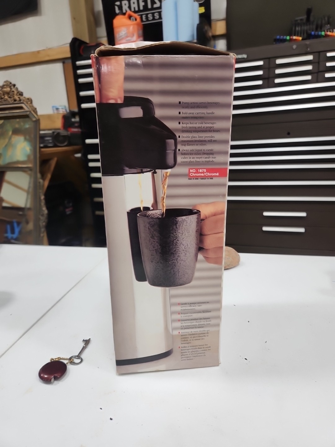 METRO 1.9 L thermal carafe air pump Coffee pot carafe isolante chrome NO. 1875