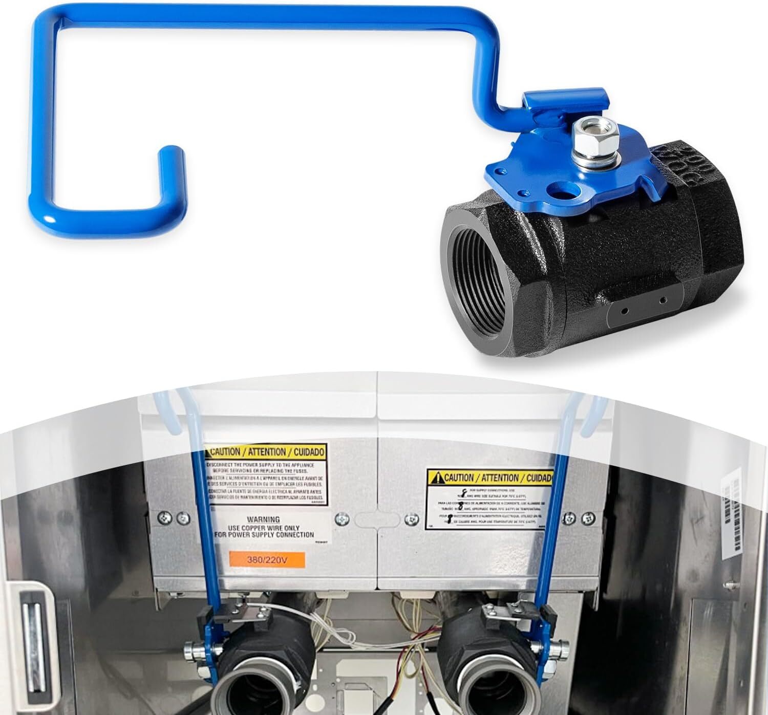 Ball Valve 1-1/4″ Right-hand w 9» Hook Lever Rod For Pitco Fryer SG14 60131007
