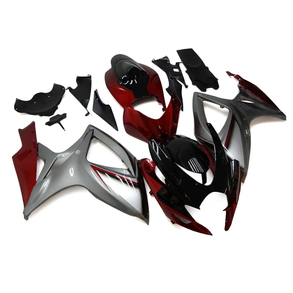 Silver Black Red ABS Fairing Kit Suzuki GSXR600 GSXR750 06-07 Injection Mold