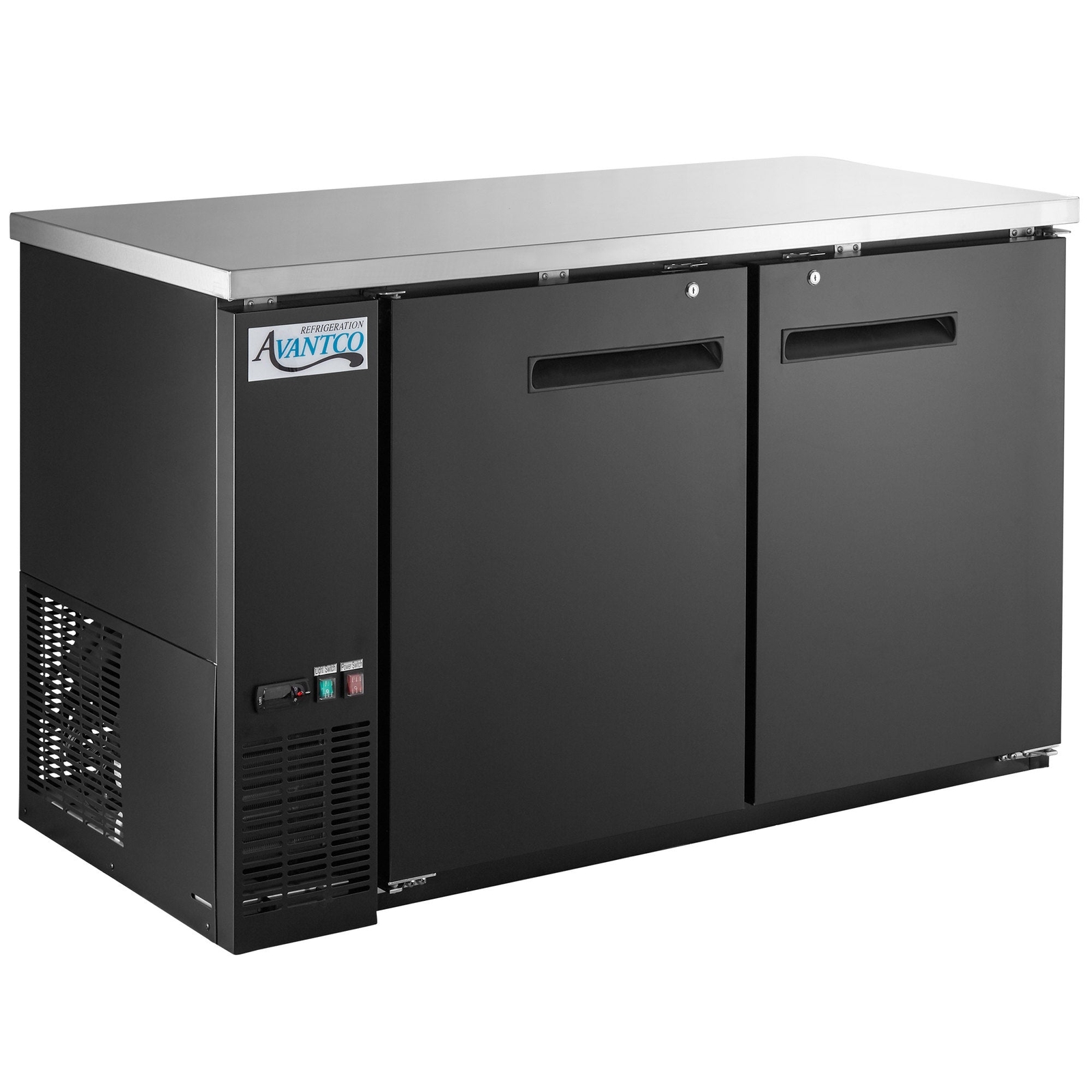 59″ Black Counter Height Solid Door Back Bar Refrigerator with LED Lighting