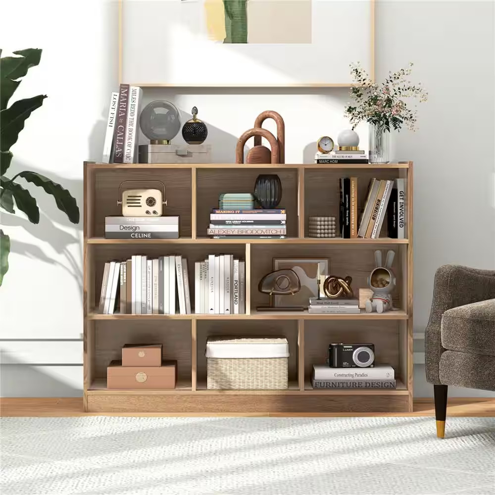 36.5 In. Tall Natural Wood 1-Shelf Standard Bookcase with Anti-Toppling Kits